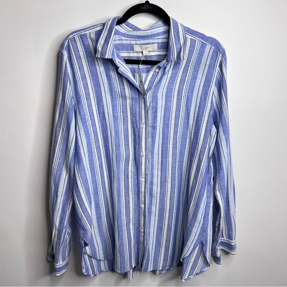 LOFT Striped Blouse L - Picture 2 of 5